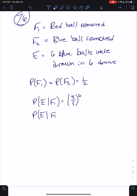 suppose-a-box-contains-3-red-and-3-blue-balls-a-ball-is-selected-at-random-and-removed-without-obser