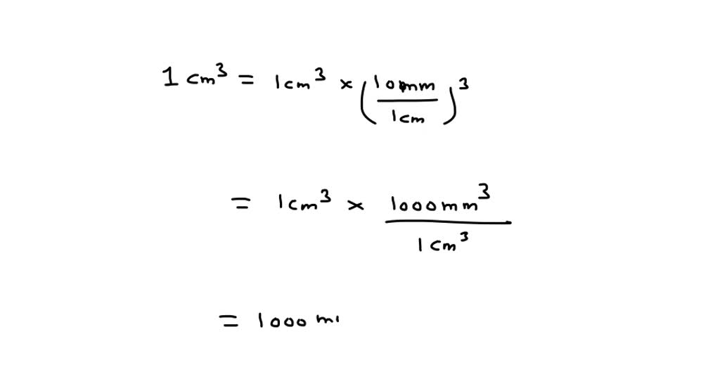 SOLVED:Which unit is larger? 1 cubic millimetre or 1 cubic centimetre