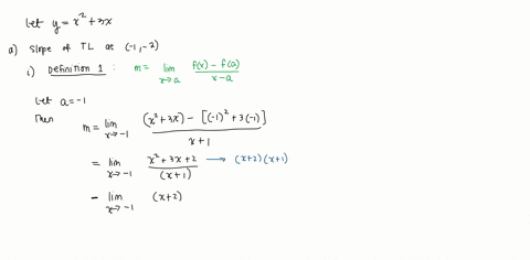 a-find-the-slope-of-the-tangent-line-to-the-parabola-yx23-x-at-the-point-1-2-i-using-definition-1-ii