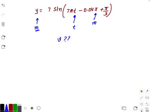 a-wave-is-represented-by-the-equation-y7-sin-left7-pi-t-004-xfracpi3right-where-x-is-in-metres-and-t
