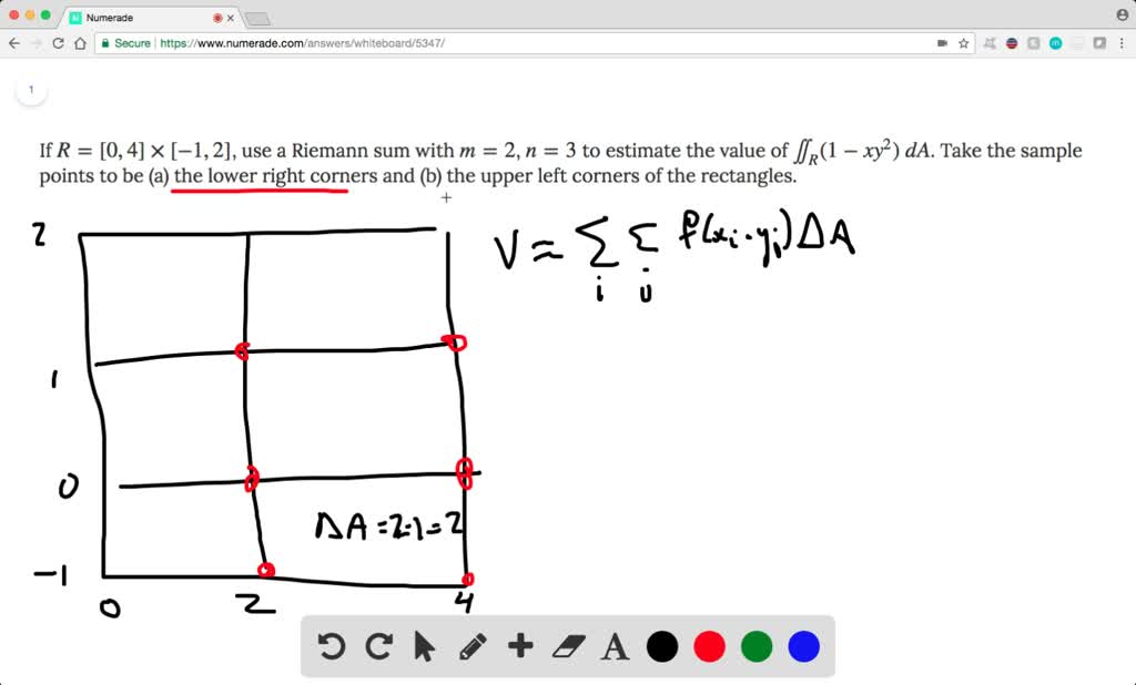 Solved If R 0 4 Times 1 2 Use A Riemann Sum With M 2 N 3 To Estimate The Value Of Iint R 1 Xy 2 Da