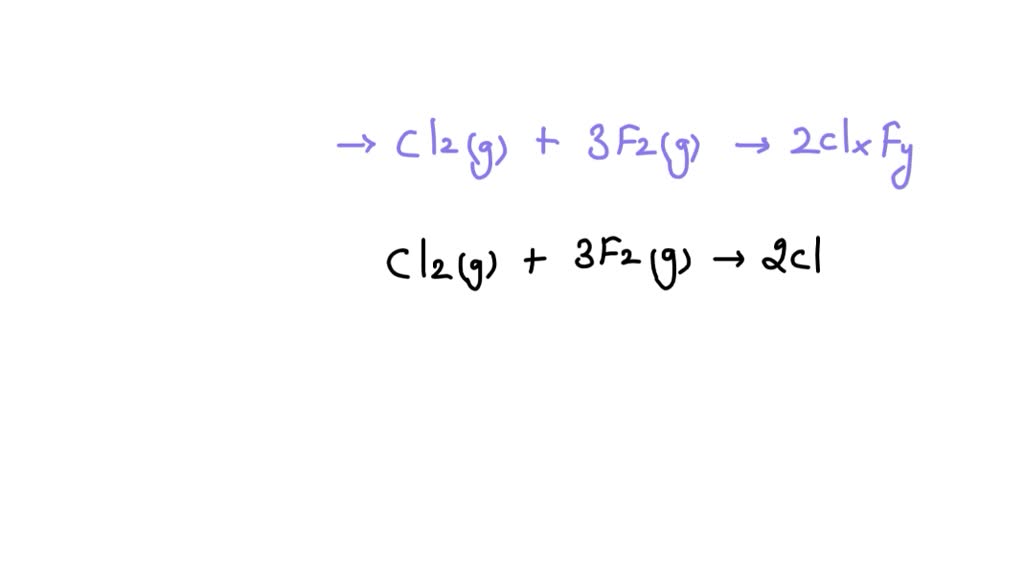SOLVEDA reaction of 1 liter of chlorine gas (Cl2) with 3 liters of