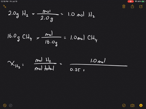 Solved What Is The Mole Fraction Of Each Ponent In A Mixture Of 12 45 Mathrm G Of Mathrm H 2 60 67 Mathrm G
