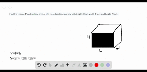 SOLVED:Find the volume V and surface area S of a closed rectangular box ...