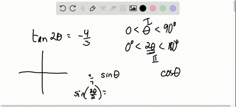 find-the-exact-values-of-sin-theta-and-cos-theta-given-tan-2-theta-frac43-0circtheta90circ