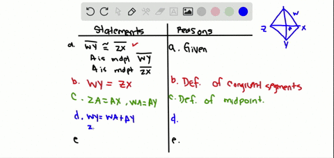 copy-and-complete-the-proof-given-overlinew-y-cong-overlinez-x-a-is-the-midpoint-of-overlinew-y-a-is