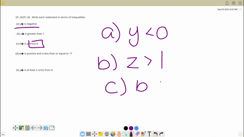 25-26-write-each-statement-in-terms-of-inequalities-a-y-is-negative-b-z-is-greater-than-1-c-b-is-at