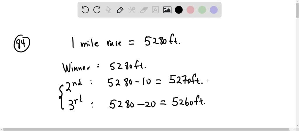 solved-in-a-1-mile-race-the-winner-crosses-the-finish-line-10-feet