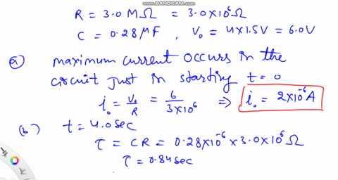 a-30-mathrmm-omega-resistor-is-connected-in-series-with-an-initially-uncharged-028-mu-mathrmf-capaci