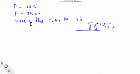 a-chair-of-mass-135-mathrmkg-is-sitting-on-the-horizontal-floor-the-floor-is-not-frictionless-you-pu
