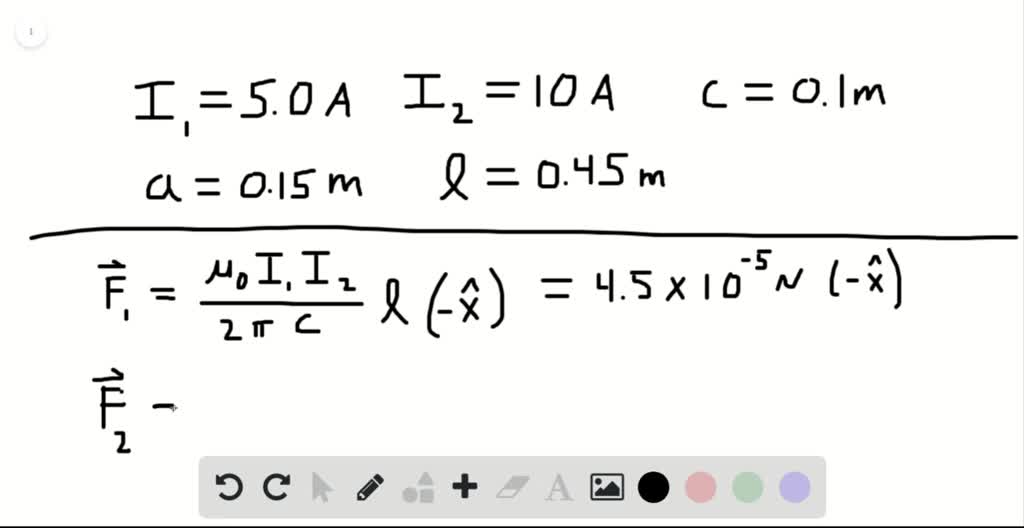 In Figure P19.46, the current in the long, straight wire is I1-5.00 A ...