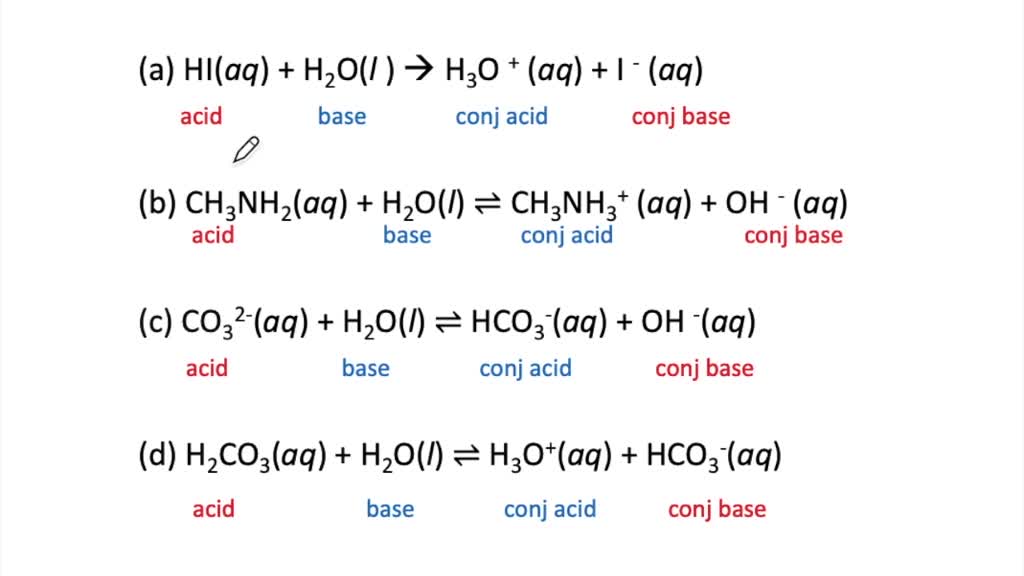 SOLVED The Bronsted Lowry Theory Exercise A Identify The Bronsted Acid 