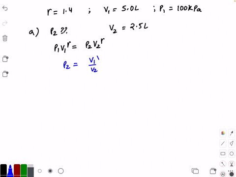 a-gas-with-gamma14-occupies-50-mathrml-at-100-mathrmkpa-pressure-a-whats-the-gass-final-pressure-b-h