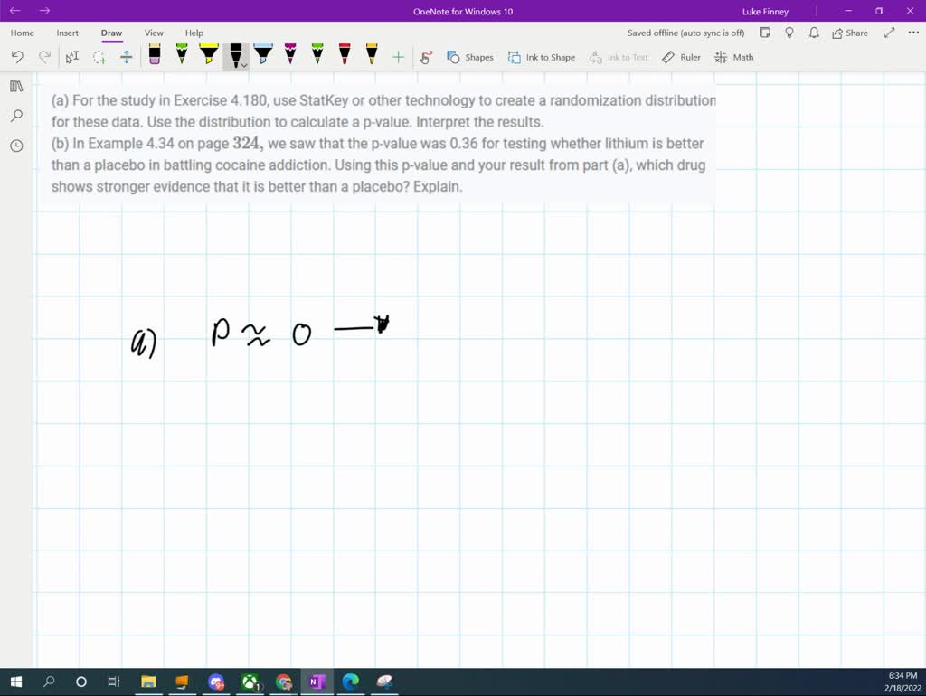 SOLVED:(a) For the study in Exercise 4.180, use StatKey or other ...