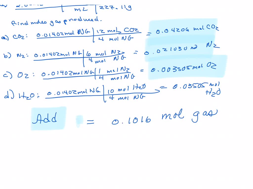 SOLVED: Detonation of nitroglycerin proceeds as follows: 4 C3 H5 N3 O9 ...