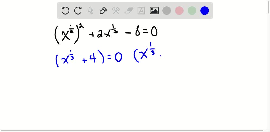 ⏩SOLVED:Solve each equation. x^2 / 3+2 x^1 / 3-8=0 | Numerade