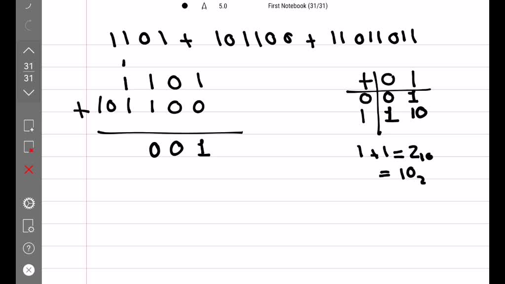 Add the following binary numbers: 1101001 101101 | Numerade