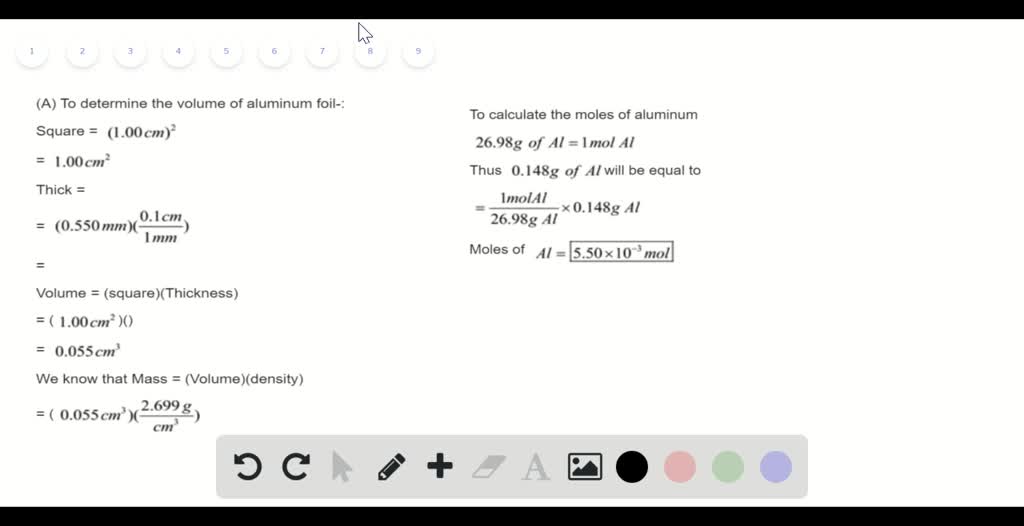 SOLVEDA piece of aluminum foil 1.00 cm^2 and 0.550 mm thick is