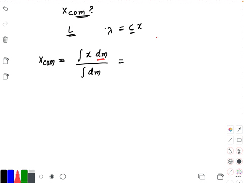 find-the-location-of-the-center-of-mass-for-a-onedimensional-rod-of-length-l-and-of-linear-density-l