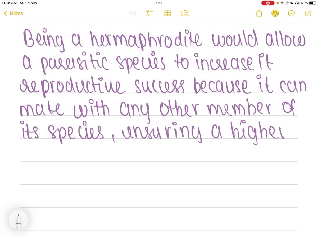 What benefit would being a hermaphrodite confer on a parasitic species