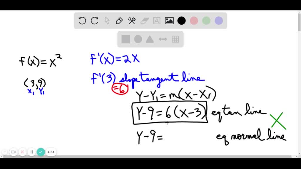 SOLVED:The lines tangent and normal to the graph of the squaring ...