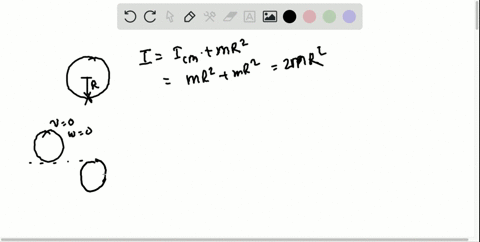 a-hoop-of-mass-m-and-radius-r-rotates-about-an-axle-at-the-edge-of-the-hoop-the-hoop-starts-at-its-h