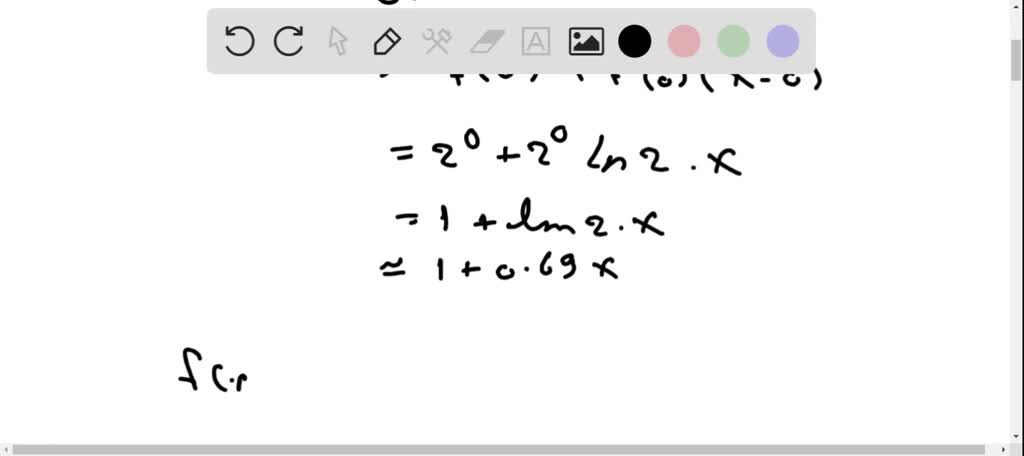 SOLVED:a. Find the linearization of f(x)=2^x at x=0 . Then round its ...