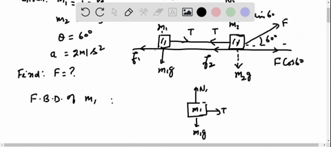 two-blocks-connected-by-a-string-are-pulled-across-a-horizontal-surface-by-a-force-applied-to-one-of