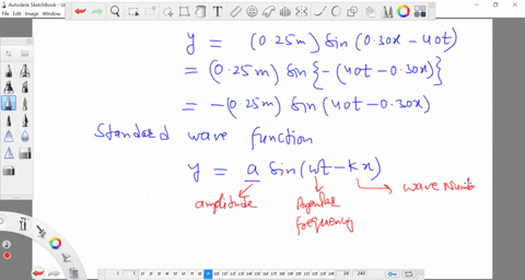 a-sinusoidal-wave-is-described-by-the-wave-function-y025-mathrmm-sin-030-x-40-t-where-x-and-y-are-in