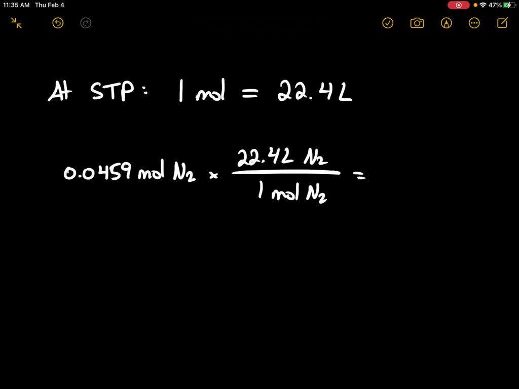 SOLVEDWhat size container do you need to hold 0.0459 mol of N2 gas at STP?