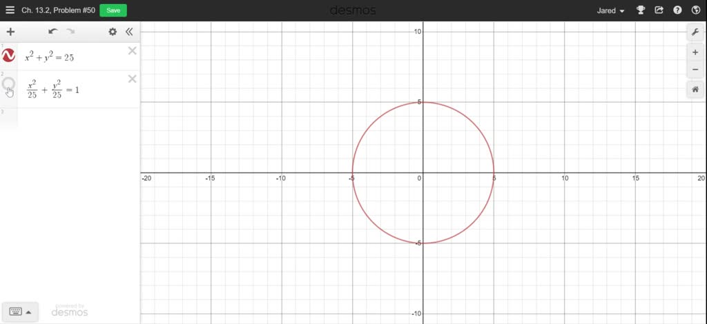 SOLVED:We know that x^2+y^2=25 is the equation of a circle. Rewrite the ...