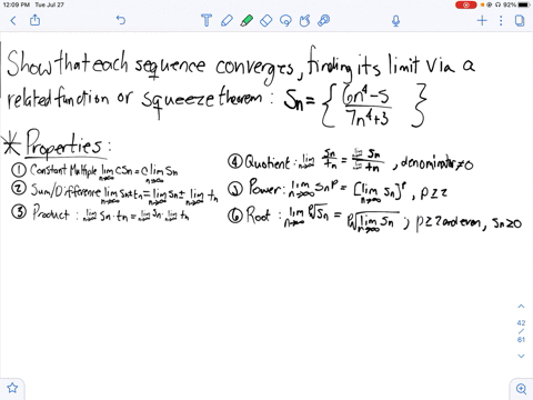 SOLVED:Use a related function or the Squeeze Theorem for sequences to ...