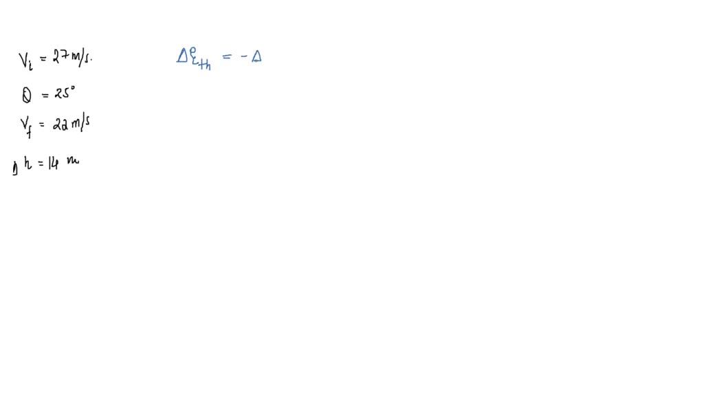 A $60 \mathrm{~kg}$ skier leaves the end of a ski-jump ramp with a velocity of $27 \mathrm{~m} / \mathrm{s}$ directed $25^{\circ}$ above the horizontal. Suppose that as a result of air drag the skier returns to the ground with a speed of 22 $\mathrm{m} / \mathrm{s}$, landing $14 \mathrm{~m}$ vertically below the end of the ramp. From the launch to the return to the ground, by how much is the mechanical energy of the skier-Earth system reduced because of air drag?