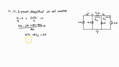 determine-v_1-v_2-and-the-power-dissipated-in-all-the-resistors-in-the-circuit-of-fig-350