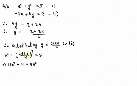 solve-each-nonlinear-system-of-equations-analytically-beginarrayrx2y25-3-x4-y2endarray