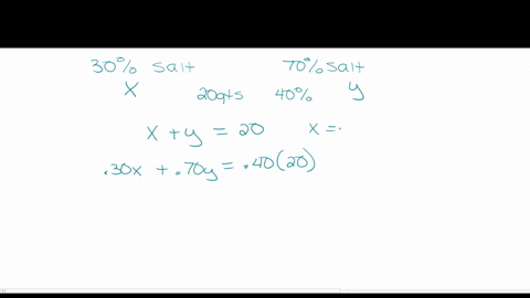 A chemistry teacher needs to mix a 30 % salt solution with a...
