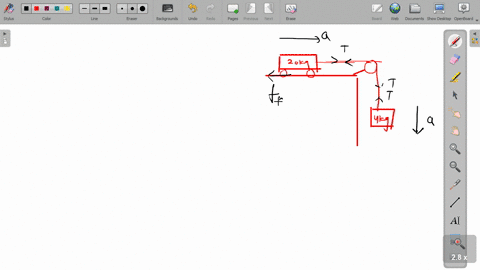 a-trolley-of-mass-20-mathrmkg-is-attached-to-a-block-of-mass-4-mathrmkg-by-a-massless-string-passing