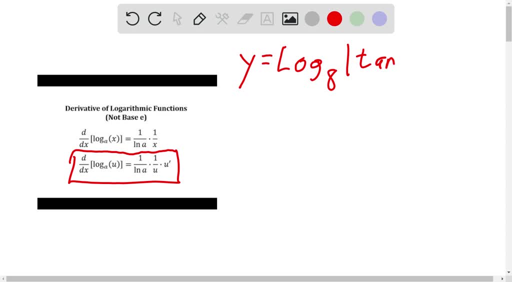 SOLVED:Derivatives Of Logarithmic Functions Calculate The Derivative Of ...