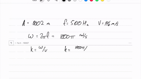 a-transverse-traveling-wave-on-a-taut-wire-has-an-amplitude-of-0200-mathrmmm-and-a-frequency-of-500-