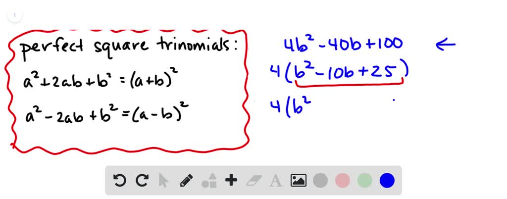 SOLVED:COMMON FACTOR Factor The Expression. 4 B^2-40 B+100