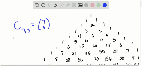 SOLVED:Use Pascals triangle to evaluate each expression. C7,3