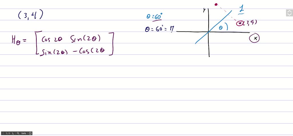 Solved Find The Matrix Representing A Reflection In The Line Y 1 Sqrt 3 X In R 2