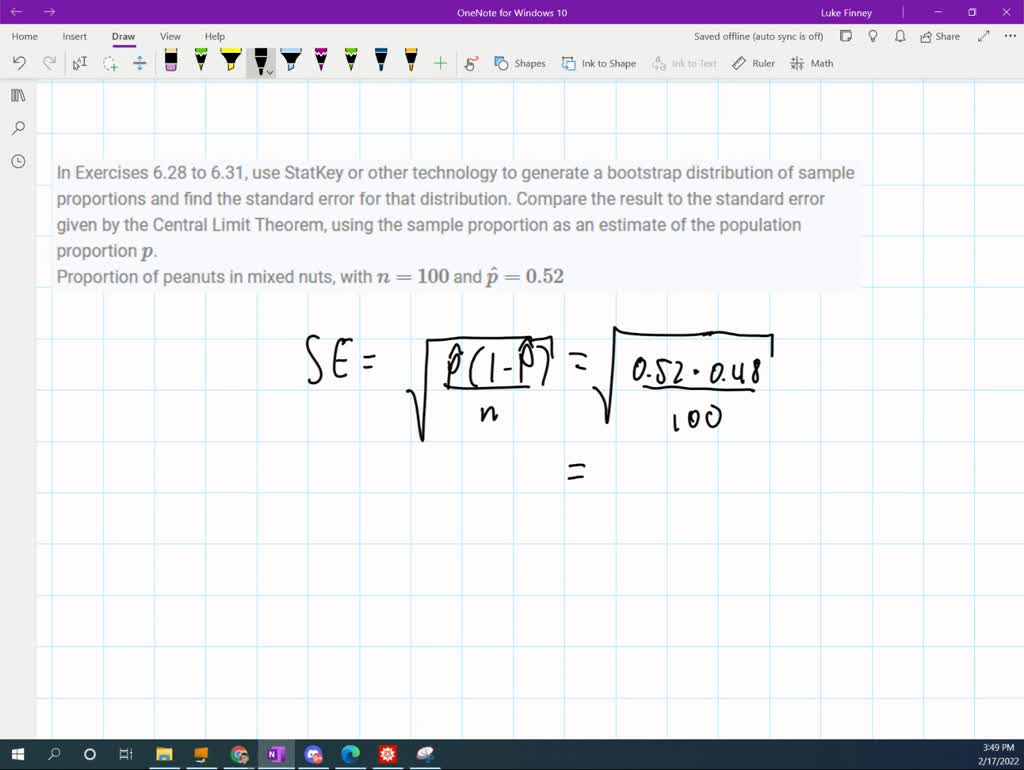 SOLVEDStandard Error from a Formula and a Bootstrap Distribution In