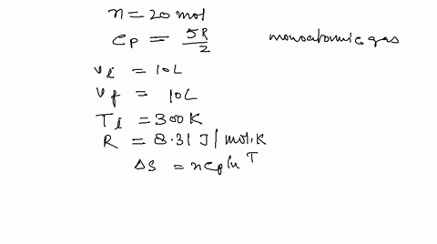 a-system-consisting-of-200-mol-of-a-monoatomic-ideal-gas-is-cooled-at-constant-pressure-from-a-volum