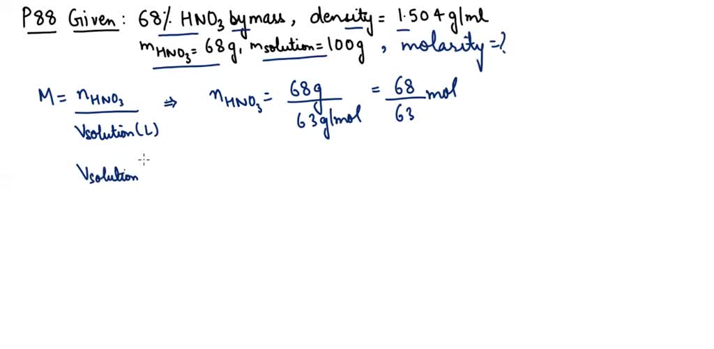 SOLVEDConcentrated nitric acid used in laboratory work is 68 \ nitric