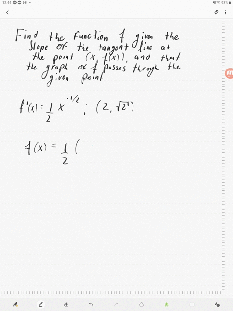 find-the-function-f-given-that-the-slope-of-the-tangent-line-to-the-graph-of-fat-any-point-x-fx-is-f