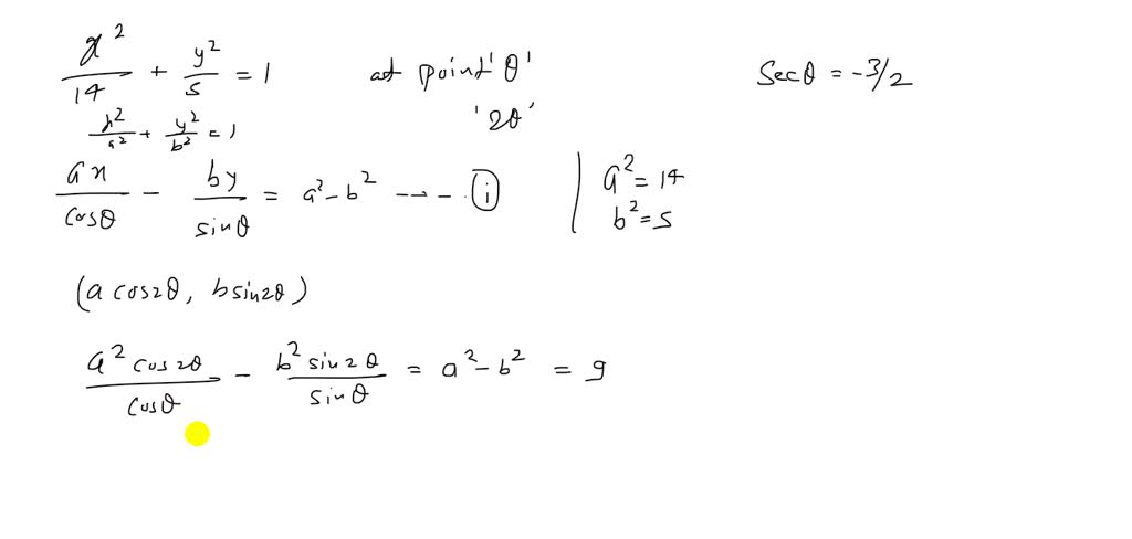 SOLVED:Find the equation of the normal at the point x=a cosθ, y=b sinθ ...