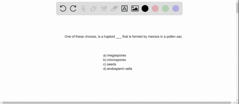 haploid-_____-form-by-meiosis-in-a-pollen-sac-a-megaspores-b-microspores-c-seeds-d-endosperm-cells