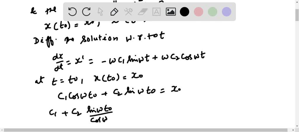 SOLVED:Use the general solution of x^''+ω^2 x=0 given in Problem 7 to ...