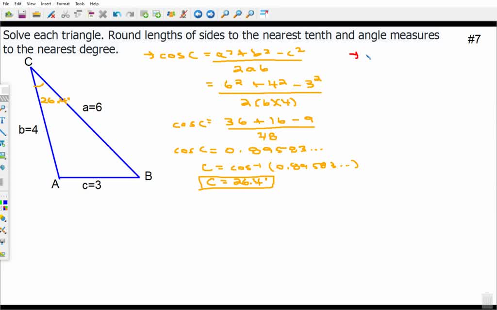 SOLVED:In Exercises 1–8, solve each triangle. Round lengths of sides to ...